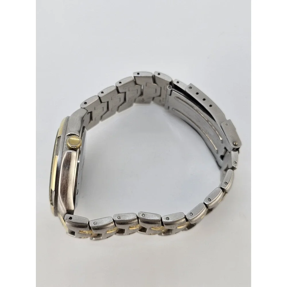 Men's Analog Watch 38MM‎ Gray Dial Date Two Tone Bracelet Band 6.5
